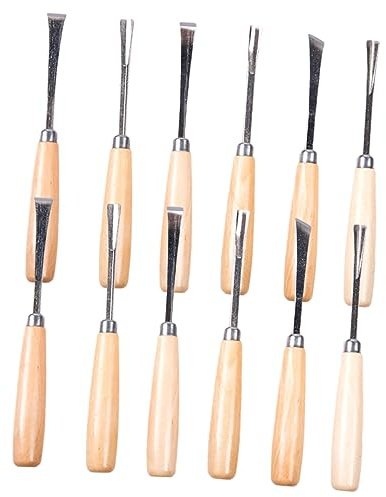 YOSADIER Scalpelli per Intaglio Legno Professionali Kit in Acciaio 12 Pezzi per Scultura e Lavorazione Artigianale del Legno, per Principianti e Artigiani Esperti