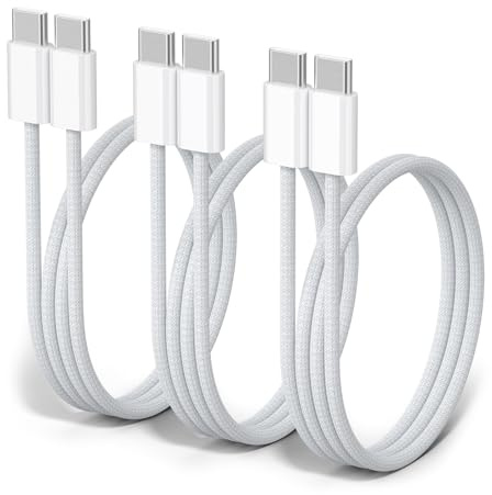 Cable USB C vers USB C Charge Rapide：[1M] 60W Câble USB Type C 3A Nylon Tressé Cordon USB c Chargeur Câble Compatible avec iPhone 16 15 Pro Max Samsung S24 S23 iPad MacBook Pro/Air (1m*3)