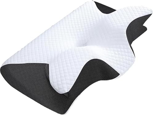 Generisch Pillow Das Nacken Therapiekissen Ergonomisches Memory Foam Kissen Nackenstützkissen für Seiten Rücken Bauchschläfer atmungsaktiv waschbar (Schwarz)
