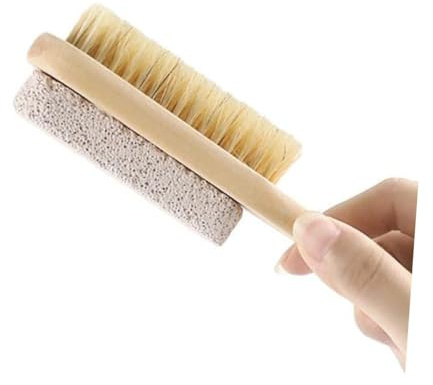 HONMEET 2 Piezas Cepillo Doble Cara para Pies con Cerdas de Cerda Natural Removedor de Muerta y Durezas Herramienta Portátil para Pedicura y Cuidado de Callos