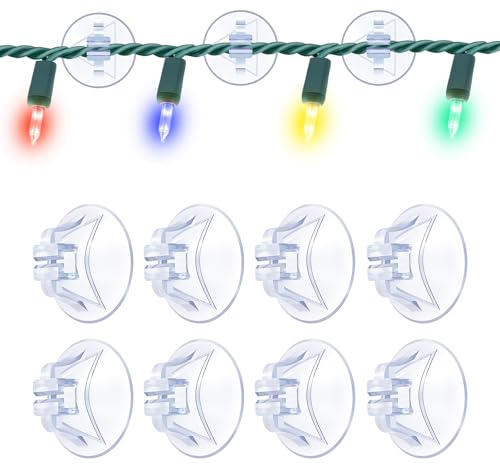 Gcstnn 50 x Saugnapf für Lichterkette, Lichterketten Saugnäpfe mit Kabel-Schlitz, zur Befestigung von Lichterkette und Deko an Fenster, Transparent Saughaken Noppen für Fenster, Ø 33 mm