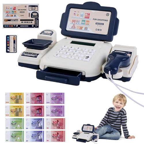 Générique Spielzeug-Registrierkasse | kompletter Scanner zum Lernen von Mathematik, Einkaufsspiel – Kasse Taschenrechner für Mädchen und im Vorschulalter
