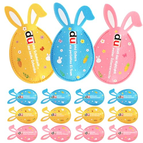 COMOOKA 12 Stück Ostergeschenke Kinder Verpackung Ostereier für Schokolade Filzhülle Hülle Filz Ostern Kleine Geschenke für Kinder Geschenktasche Geschenkboxen Osterdeko Mitgebsel Gastgeschenk