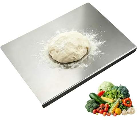 Stainless Steel Chopping Board, 304 Metal Chopping Board Heavy Duty for Kitchen with Counter Lip, Easy Clean Metal for Meat Vegetable Baking Pastry (40 cm L x 30 cm W)