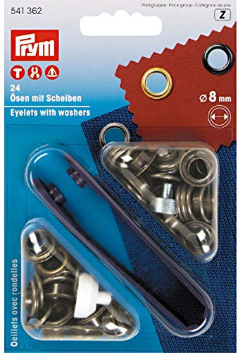 Prym Ösen Plus Unterlegscheiben, Metall, antik Messing, 8 mm, 24