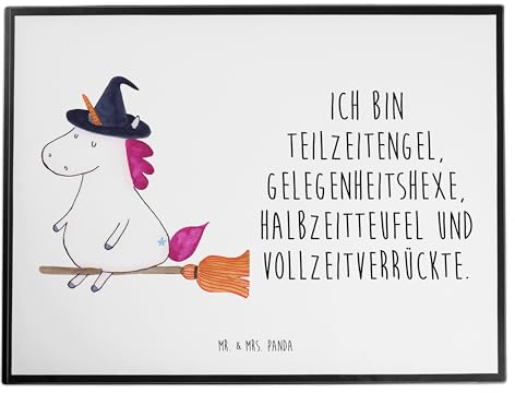 Mr. & Mrs. Panda Schreibunterlage Einhorn Hexe - Geschenk, schreibtischmatte, tischschutzmatte, arbeitsunterlage, Einhörner, Engel, Freundin, Unicorn, schreibtischunterlage, schreibtischunterlagen