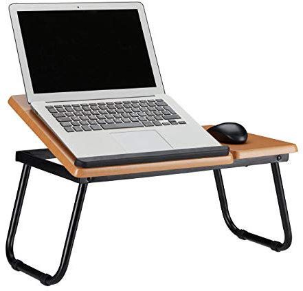 Relaxdays Laptoptisch neigbar, Notebookständer, klappbarer Betttisch, neigbar, HxBxT: 23,5 x 56,3 x 31,6 cm, MDF, natur