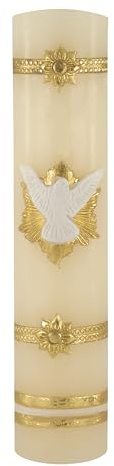 Angelitos de Mexico Handmade Baptismal Candle with Holy Spirit Confirmation Dove - A Symbolic Cirio Bautizo Vela for Confirmation or Wedding