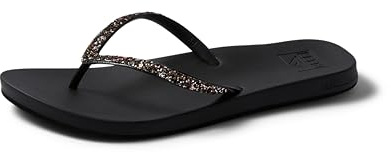 Reef Cushion Stargazer Womens Flip Flop, Super Lightweight, Ultra Soft Cushion Footbed, Black/Bronze, 8
