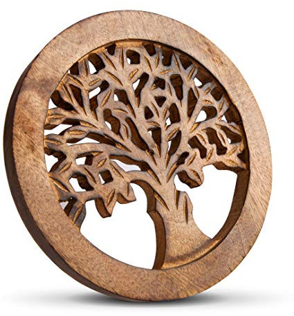 Dessous de Plat en Bois Fait à la Main pour Plats Chauds, Assiettes et casseroles, pour Cuisine et Salle à Manger, décoration de Table, ustensiles de Cuisine rustiques résistants à la Chaleur, 20 cm