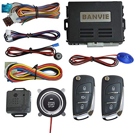 BANVIE ① Car Keyless Entry Security Alarm System + ② Remote Engine Starter + ③ Push to Start Stop Iginition Button