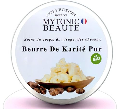 Beurre de Karité bio pur non raffiné 100gr | Cheveux - Visage - Corps | Hydratant - Régénérant | Beurre végétal de karité naturel | Non raffiné pour tous types de peaux | MYTONIC BEAUTE