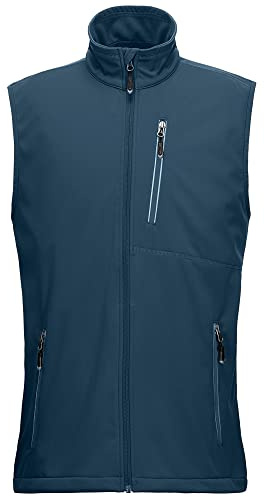 33,000 fot lätt softshell väst för män, vattentät vindtät löparväst, ventilerande väst gilet ärmlös jacka för cykling, löpning, vandring, golf, arbete, Midnattblå, XL