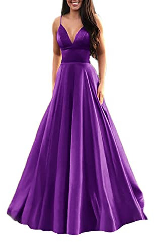 ORANDESIGNE Robe de Doiree Femme Longue Chic et Glamour Élégant Été Robe Cocktail Mariage Cérémonie Fete Robe Mariage d'honneur Long Dress 01 Violet M