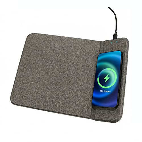 AXTMR Smart Wireless Charging Mouse Pad, Desktop Fast Charging Keyboard Pad, Mobile Phone Folding Stand,Gray,30 * 22cm