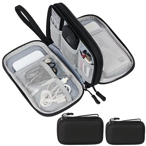 Skycase 2 Stück kabeltasche, kabel organizer tasche, kabeltasche organizer, kabel organizer tasche klein für Elektronische Accessoires USB Power bank Ladekabel,Schwarz
