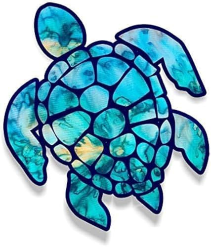 STICKY DUDE Sea Turtle Sticker Vinyl Waterproof, 5 inches Blue Yeti Cup Cooler Box Decal Car Laptop Wall Window Bumper