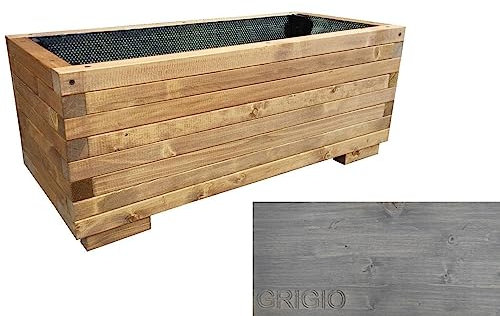 TOTAL WOOD 2012, Jardinera Modelo ISI, en Madera Vidrio Impregnada para Plantas con Vaina Interior, Complemento de Decoración, Made in Italy También a Medida (70x40x40, Gris)