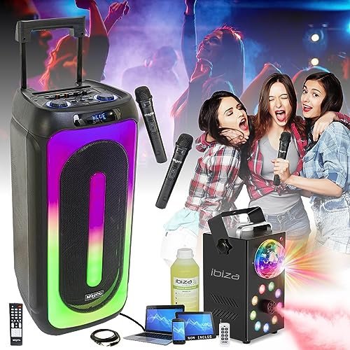 Mooving Light & Sound - Pack Karaoké Enceinte Bluetooth Portable MS-MAGIC-SOUND1000 1000W USB SD 2 Micros - Machine Fumée LED Foggy-Astro Fête Anniversaire