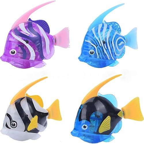 Delmkin 4 Stück Robofische Wiederverwendbare Roboter Fisch Elektrische Robo Fish Schwimmende Fische Spielzeug für Kinder (Kombination 2)