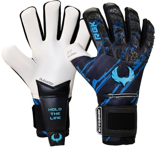 Renegade GK Limitierte Auflage Rogue Maelstrom Torwarthandschuhe Pro Finger Schutz | 4mm Giga Grip & Neoprene | Blau Fußball Torwart Handschuhe (Größe 8, Jugend-Erwachsener, Neg. Cut, Level 4+)