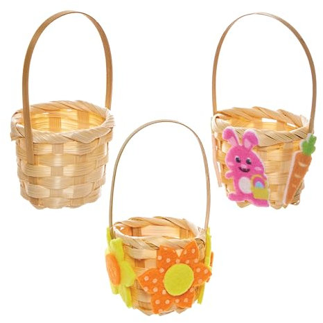 Baker Ross FX966 Mini cestini intrecciati - Confezione da 6, abbellimenti pasquali per l'artigianato