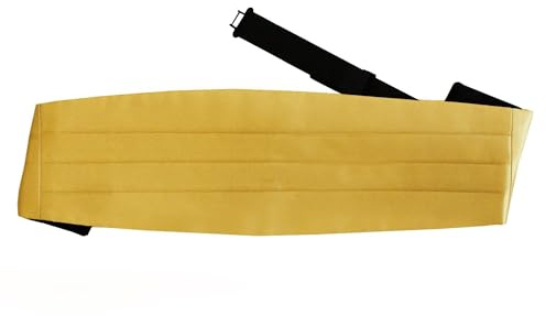 DQT Mens Plain Satin Cummerbund – Adjustable Formal Waistband - Wedding & Formal - Gold