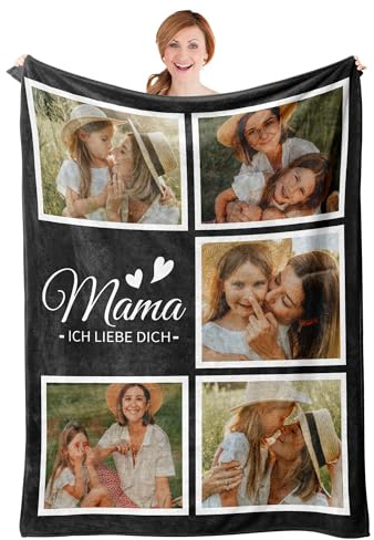 Easycosy asycosy Personalisierte Muttertagsgeschenke für Mama, Personalisiert Decke mit Foto & Text, Fotodecke Kuscheldecke Decke Selbst Gestalten, Geschenke für Mama Oma Papa zum Muttertag Vatertag