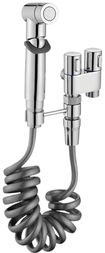 Toilettenarmatur Sprühgerät, 1 in 2 Out Dual Steuerventil 1 in 2 Out Waschmaschine Toilettenhahn für Bidet Badezimmerstahl Farbe