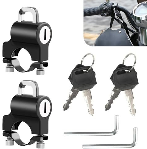 Jewkot 2 serrature antifurto per casco da moto, gancio universale da 5,5 cm, in metallo resistente alla corrosione, multifunzione, per bici elettriche, moto, tricicli (nero)