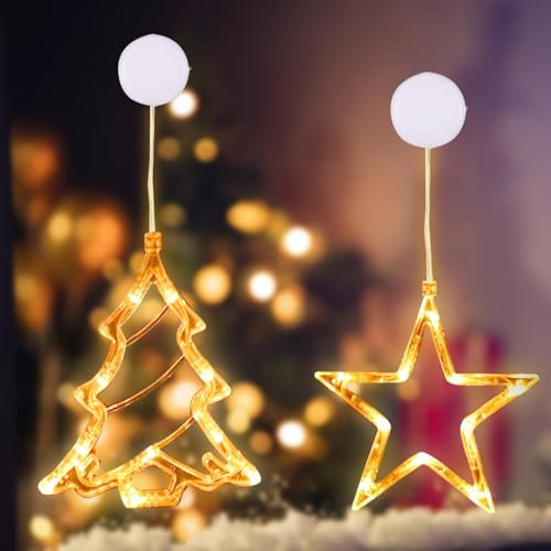 Forhome LED Saugnapf Weihnachten Lichter,Vorhang Licht,Weihnachts Lichterkette,Lichtervorhang Weihnachten Fenster, LED Weihnachtsbeleuchtung Hängende (B)