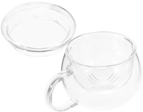 PHENOFICE Glastassen-set Mit Teesieb Und Deckel Glaswassertassen Glaskaffeetassen Für Kaffee Und Tee Praktisch Und Langlebig