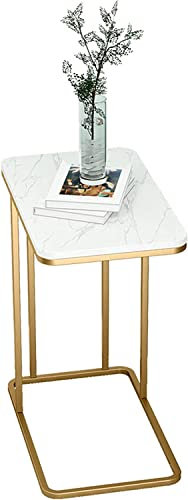 GUIXAN Side Table,Sofa Bedroom Narrow Side Table,Bedside Table Home C-Shaped Table Corner Table Living Room Marble Sofa Side Table,Mini Corner Zhuo,Stable Metal Frame,C