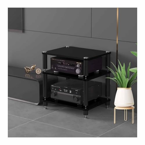 Mobile stereo hi fi rack hifi, con piedini ammortizzanti, Scaffale per HiFi, mensola AV per giradischi, Mobile multimediale AV scaffalatura angolare per soggiorno, gioco, sala di registrazione(Black,6