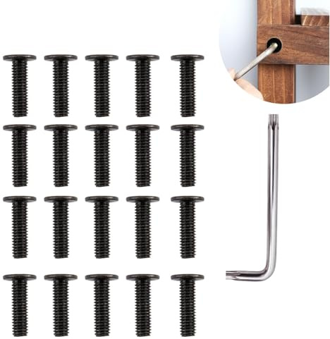 Boulons à Tête Plate Hexagonale M6 x 20mm, 20 Pièces, en Acier Inoxydable 304 (18-8), Finition Noire Oxydée, Vis de Connexion Pour Meubles et Projets DIY, Filetage Complet, Résistance à la Corrosion