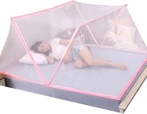 Generisch Faltbares Moskitonetz für Doppelbett – Pop-Up Insektenschutz Zelt, Tragbares Betthimmel, Einfach zu Montieren, Ultrafeines Netz, Ideal für Schlafzimmer, Camping, Reisen