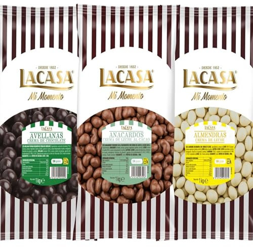 Lacasa Mi Momento pack 3kg bolas:Almendra con chocolate Blanco,Anacardo leche,Avellana con chocolate Negro