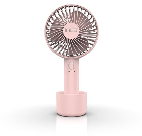 İnca IMF-12P Handventilator – Leiser, Tragbarer USB Ventilator mit 4 Geschwindigkeiten und 1200mAh Akku – Kabelloser Tischventilator für Büro, Zuhause, Reisen – Rosa
