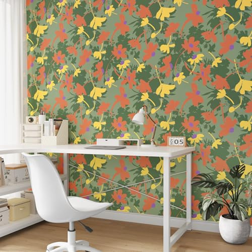 Skyblur Selbstklebende Dschungel Tapete Grün Blätter Klebetapete Selbstklebend Wand Dschungel Tapete Muster Klebefolie Badezimmer Vinyltapete 260x44.5cm Tapeten Wohnzimmer Muster Schlafzimmer Tapeten