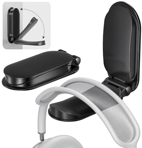 Itramax Soporte para Auriculares Gaming, Gancho Plegable Adhesivo para Cascos Bajo Escritorio, 2 Unidad Soporte para Cascos Gaming Compatible con Todos de Auriculare,AirPods Max, HyperX,Negro