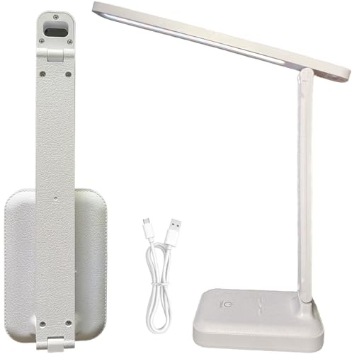 LED desk lamp, touch infinite dimming, rotating bedside lamp, neutral white, warm light, natural light, eye protection desk lamp USB-C powered, suitable for desk reading, study, work, 5V1A,（ 1 white）
