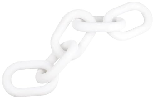 Packool Wood Chain Link Decor, Wooden Chain for Coffee Table, Wooden Sculpture Accent, 5-Link Book Shelf Ornament for Modern Living Room & Office, 54 x 15 x 2.4 cm (21.3 x 5.9 x 0.9 in) (White)
