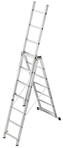 Echelle Transformable 3 Plans 3x7 échelons 4,2m/5,1m en Aluminium Hailo HobbyStep
