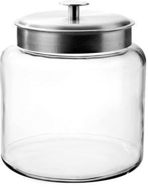 Anchor Hocking Montana Aluminium Storage Jar Glass, White, 19.5 x 19.5 x 24 cm