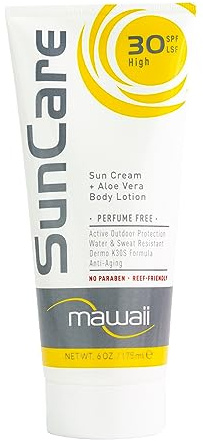 Mawaii SunCare Anti-Aging Sonnencreme 30 LSF - 175 ML - Spezialist Outdoor-Sport Sonnencreme - Wasserfest und Schweißfest - Reef Friendly und ohne Parabene
