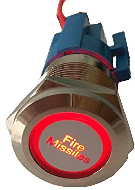 Mintice 19mm Rouge LED 12V Interrupteur à Bascule Bouton Poussoir Voiture Métal Interrupteur Momentané Lumière Intérieure Fire Missiles Prise de Courant