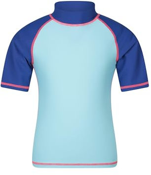 Mountain Warehouse Short Sleeves Kids Rash Vest - UPF50+ Sun Protection Rash Guard, Fast Dry, Flat Seams Childrens Top - for Spring Summer, Swimming Mint - Unicorn (Plain) Kids Size 11-12 Years