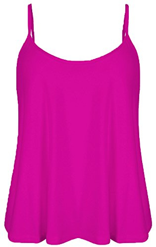 Candid Styles Womens Cami Top Sleeveless Swing Vest Blouse Camisole Strappy Flared Skater Tank T-Shirt 8-26 24-26, Cerise
