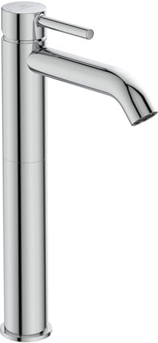 Ideal Standard – Ceraline Waschtischarmatur, Verlängerter Sockel, ohne Ablaufgarnitur, mit FirmaFlow Kartusche, wassersparend, Schaftverschraubung von unten, Chrom