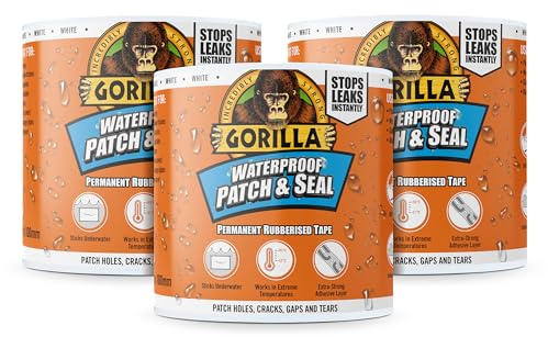 Gorilla 105292 Waterproof Patch & Seal Tape White 100mm x 3m (Pack of 3)